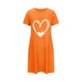thumbnail image 5 of Yufatyle Womens Sleepwear Short Sleeve Heart Pattern Graphic Nightgown Casual Comfy Sleepshirt Soft Loungewear Orange, 5 of 6