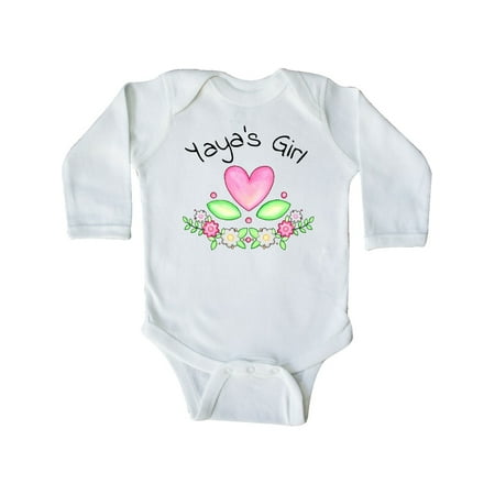 

Inktastic Yaya s Girl- heart flowers Gift Baby Girl Long Sleeve Bodysuit