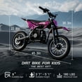 thumbnail image 2 of TOXOZERS 50CC Dirt Bike,Upgraded 2-Stroke Gas Powered Mini Bike for Kids 8+,Max Speed 25Mph,Support Up to 180lbs,Pull Start，Pink, 2 of 6
