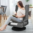 thumbnail image 3 of Gymax Gaming Floor Chair Folding Lazy Sofa 6-Position Adjustable Swivel w/Armrest Gray, 3 of 10
