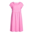 thumbnail image 5 of YuXingFu Womens 100% Cotton Dresses Maxi Crew Neck Plus Size Womens Dress Short Sleeve Solid Color Long Casual Summer Pink S, 5 of 9