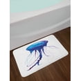 thumbnail image 2 of Aqua Jellyfish Bath Mat, Close Up Image Aquatic Creature Illustration on a Plain Background, Plush Bathroom Decor Mat with Non Slip Backing, 29.5" X 17.5", Azure Blue and White, by Ambesonne, 2 of 2