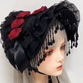 thumbnail image 7 of Slccxzc Sweet Lolita Hat with Tassels and Lace Decor Victorian Hat Self-Tied Headscarf for Tea Party, 7 of 7