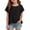 Black, variant on UACY Cotton Linen Tops for Girls Oversized Summer Boho Short Sleeve Shirts Teen Kids Plain Loose Lightweight Beach Blouse