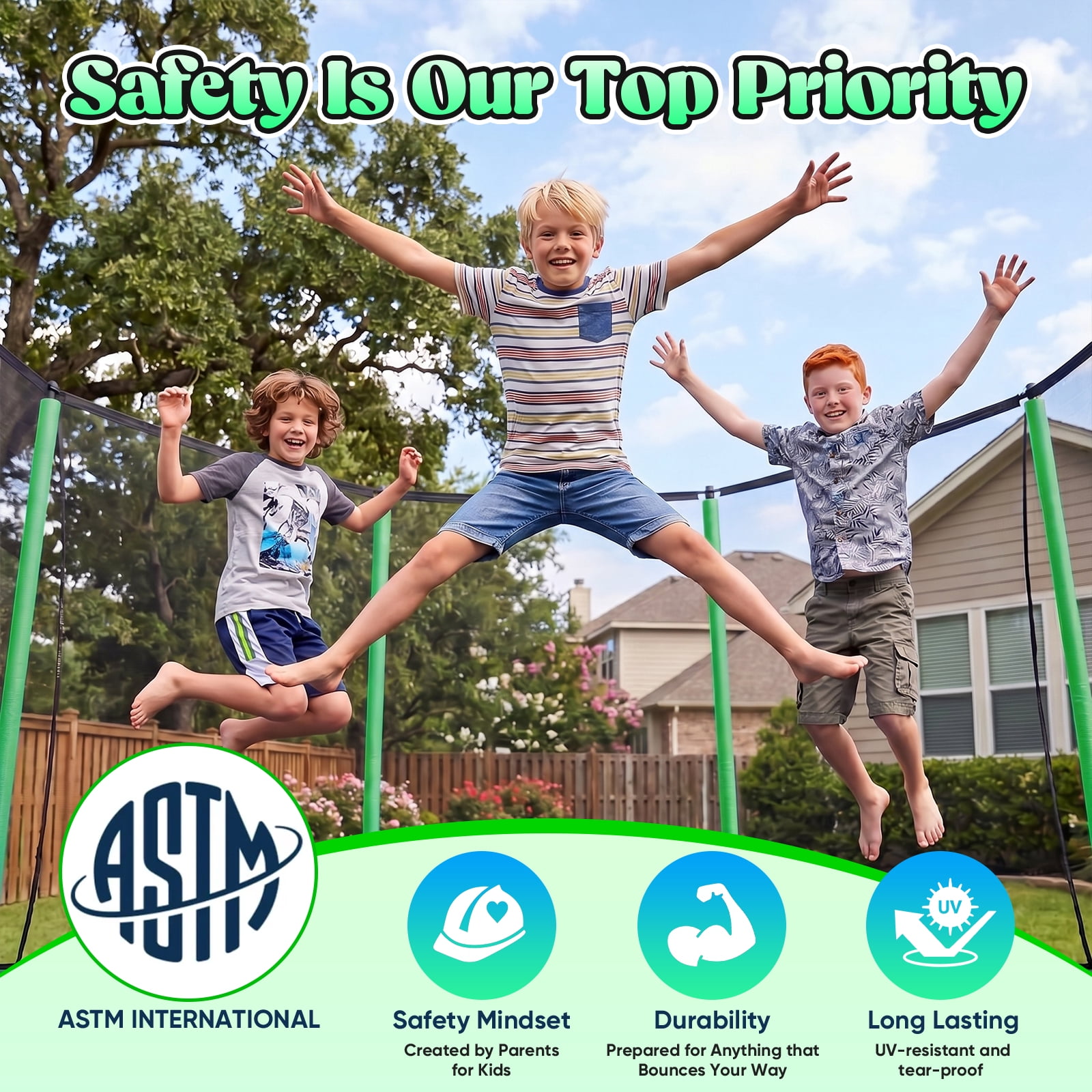 Gardwin 14FT Outdoor Trampoline Recreational Backyard Trampolines Anti-Rust for Kids and Adults with Net and Ladder