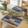 thumbnail image 6 of Navy Blue Brown Wood Placemats for Dinning Table Set of 6, Farmhouse Vintage Wooden Burlap Kitchen Place Mats Waterproof Cloth Table Mats, Indoor Outdoor Placemats Easy Clean Dinner Decor, 6 of 8
