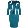 thumbnail image 4 of Women's 2 Piece Business Outfit Elegant Crop Jacket with Bodycon Midi Dress Matching Set Vintage Work Office Suits Dress Lounge Sets, 4 of 7