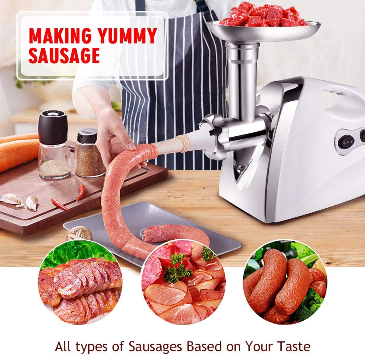 Sausage stuffing kit for many Sunmile Kalorik electric meat grinders Oster 