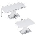 thumbnail image 2 of Modern Square Dining Table, Stretchable, White Table Top+MDF X-Shape Table Leg with Metal Base, 2 of 7