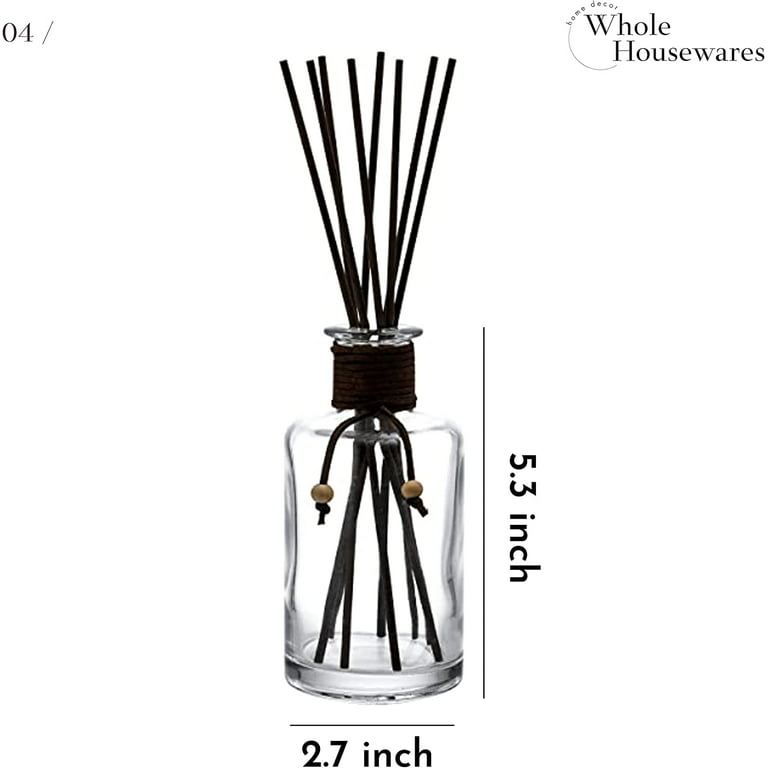 WHOLE HOUSEWARES Natural Diffuser Reeds Bottles Sticks | Clear Glass Home  Décor for Kitchen and Living Room | Black Wood Caps | Décorative Fragrance