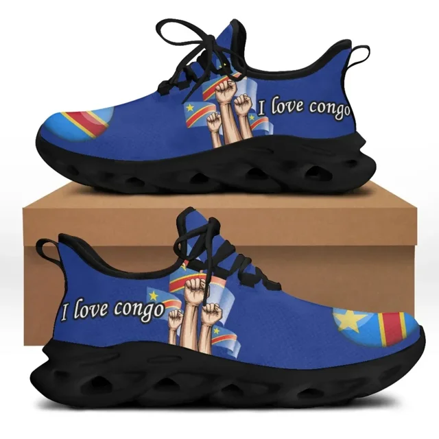 Zapatos casuales con diseño de la bandera de la República del Congo para hombre, zapatillas planas con cordones, resistentes al desgaste, tenis masculinos