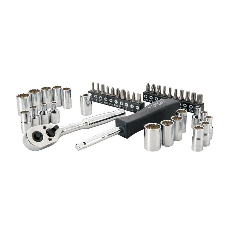 Stanley STMT74860 41-Piece Mechanics Tool Set, Chrome, 12-Point
