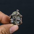 thumbnail image 2 of Natural Labradorite Gemstone Handmade Copper Wire Wrap Ring Size 4.5, 2 of 4