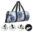 thumbnail image 5 of Xecao Turtle with Blue Stones print Round Travel Duffel Bag is a foldable gym bag with an inner pocket, perfect for travel sports, 5 of 8