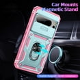 thumbnail image 2 of Design for Google Pixel 8 Pro Phone Case with Screen Protector Ring Holder Kickstand Heavy Duty Rugged Shockproof Military Grade Bumper Protective Cover for Women Men Girls 6.7 inch Rose Gold, 2 of 7
