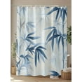 thumbnail image 4 of Fsddascl Blue Botanical Shower Curtain Set - 60" x 72" Washable Bathtub Curtain with 12 Hooks, Watercolor Leaves Vintage Branch Waterproof Fabric Stall Shower Curtains for Bathroom/Bathtub Décor, 4 of 6