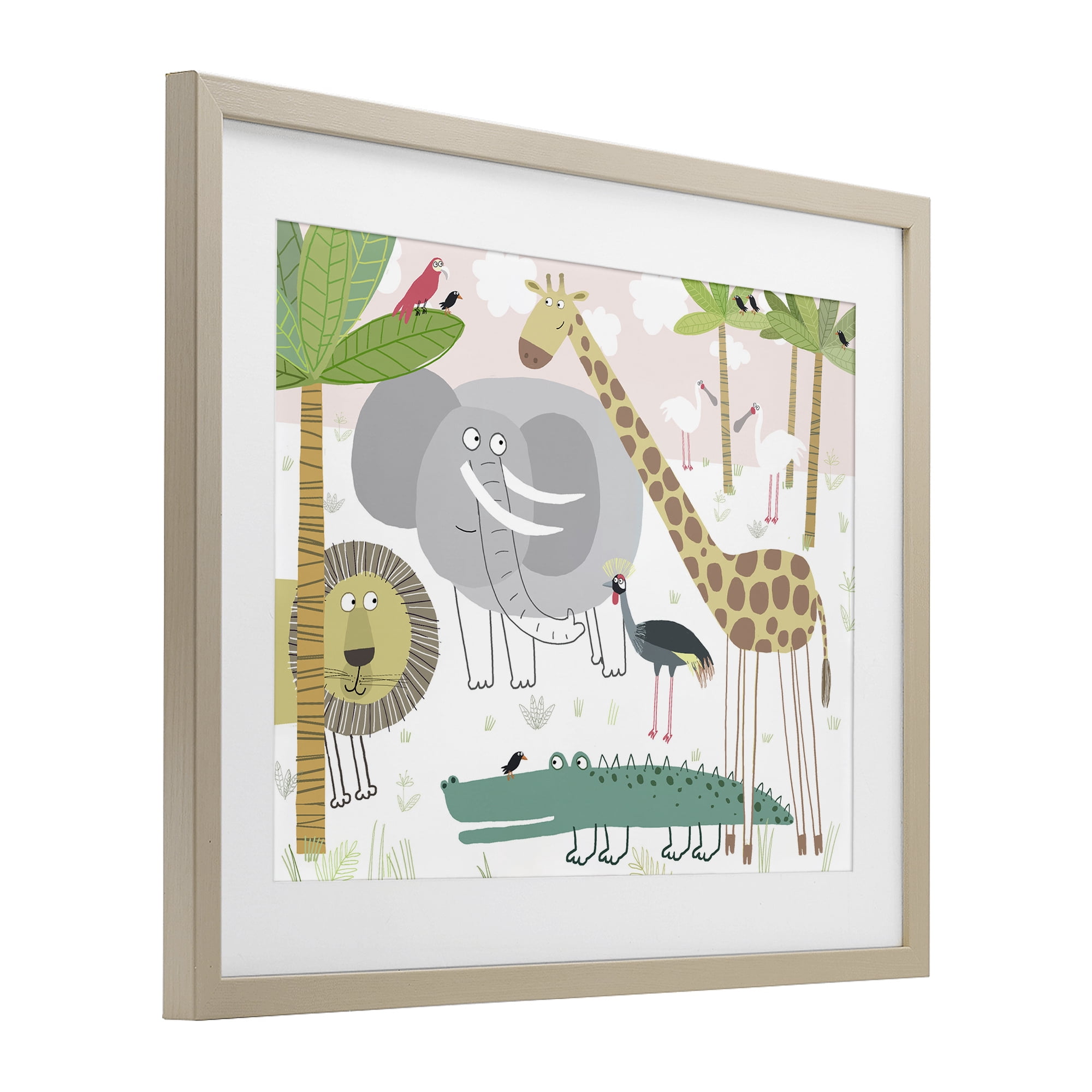Stupell Industries Safari Animals Out and About Birch Framed Print Under Glass, design by Carla Daly