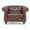 Dark Brown-1 Seater, variant on 3 Seater Sofa Couch, 84" PU Rolled Arm Three Seater Sofa Button Tufted Couch with Channel Tufted Seat Back, Upholstered Leather Sofa Chesterfield PU Faux Settee for Living Room, Black