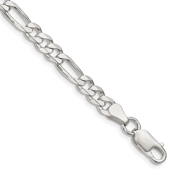 925 Sterling Silver 5.5mm Figaro Chain Bracelet for Women 7"