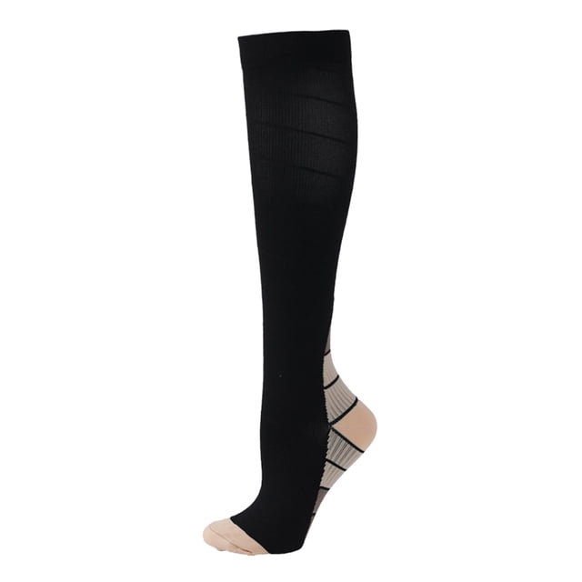 TIEVOSA Adult Fashion Gradient Sports Compression Socks Elastic Socks Slim Leg Long Socks Calf Socks Compression Socks(Beige)
