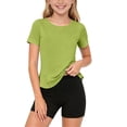 thumbnail image 2 of Dagugfen Athletic Sets for Teen Girls Short Sleeve Crew Neck Tshirts Elastic Waist Stretchy Shorts Quick Drying Gym Workout Breathable Sets(3-4Years,Green), 2 of 8