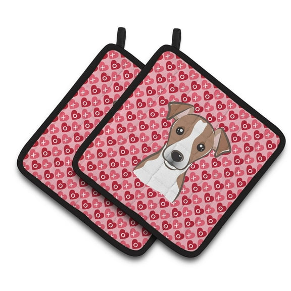 Caroline's Treasures Jack Russell Terrier Hearts Pair of Pot Holders
