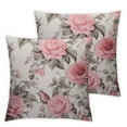 thumbnail image 2 of FUMJ  Pink Flowers Throw Pillow Cover,Watercolor Leaves Floral Rose in Pastel Color Waist Lumbar Throw Pillow case Cushion Cover for Sofa Home Decorative 2Pcs, 2 of 6