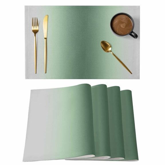 Sage Green Grey Ombre Placemats Set of 12 Farmhouse Gradient Minimalist Place Mats Indoor Wipeable Table Mats Washable Cloth Dining Table Placemats for Kitchen Holiday Party Home Decor 13x19 Inch