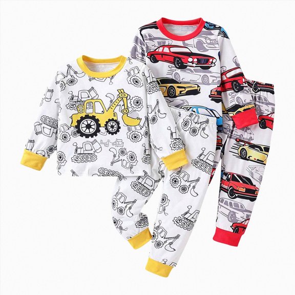 Enyan Toddler Boy Fall Winter Clothes 2-Packs Long Sleeve Top Legging Pants Boys Outfits Set(Size 9-12 Months)