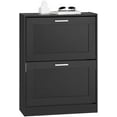 thumbnail image 3 of Small Shoe Storage Cabinet Black, Slim Shoe Rack Entryway, Narrow Shoe Organizer 2 Flip-Drawers for Front Door Entrance Hallway,, 3 of 9