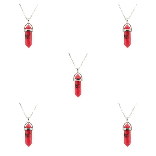 yingyy Hexagon Column Charm Exquisite Gifts Hanging Pendants Crystal Necklace Bracelet Earring Keychains Decorations Red 5Set