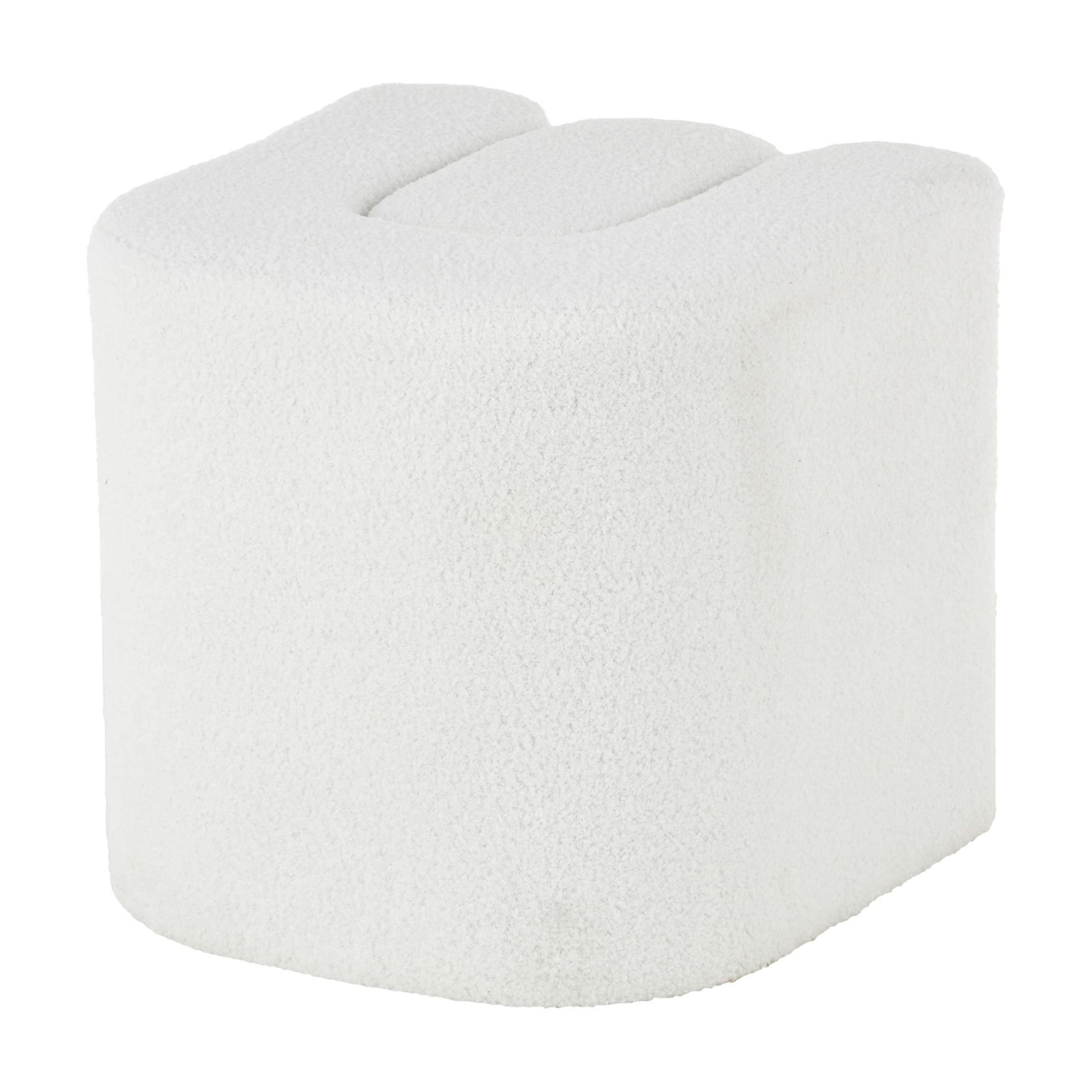 DecMode 18" x 18" White Polyester Curved Ottoman with Connected Arches, 1-Piece