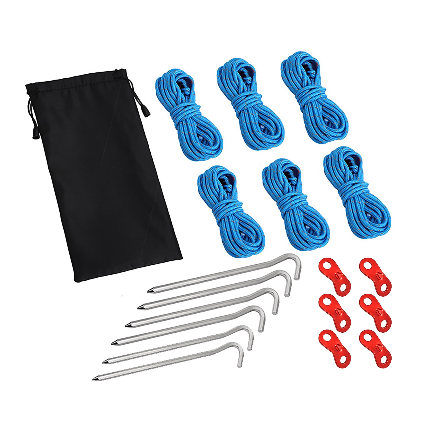 ZEAVAN 6 Pack Camping Rope Reflective Outdoor Adjuster Tensioners Nylon Tent Tie Downs for