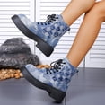 thumbnail image 5 of BRGZLK Cowboy Boots for Women Round Toe Chunky Heel Plaid Lace Up Punk Motorcycle Western Style Side Zip Comfort Ankle Booties Daily Winter 2026 Blue 40, 5 of 9