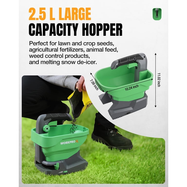 WORKPROX Battery Fertilizer Spreader, 7.2V Seed Spreader with 8