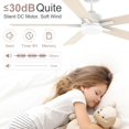 thumbnail image 3 of 52 Inch Smart Ceiling Fan with Lights Remote,Voice Control via Alexa Google WIFI App,Ultra Quiet DC Motor,Outdoor Indoor Modern Ceiling Fans,6-Speed for Bedroom Patio Porch,White and Light Wood Color, 3 of 7