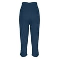 thumbnail image 4 of Htigea Capri Leggings for Women Summer Elastic Waist Slim Fit Yoga Bottom Pants Casual Workout Capris Navy,M, 4 of 5