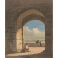 thumbnail image 2 of John Varley 15x18 Black Ornate Wood Framed Double Matted Museum Art Print Titled - An Arch at Holy Island, Northumberland (1809), 2 of 5