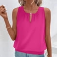 thumbnail image 2 of DAFPZW Women's Summer Tank Tops Loose Fit Pleated Scoop Neck Shirts Casual Sleeveless Keyhole Front Banded Bottom T Shirts, 2 of 9