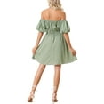 thumbnail image 3 of INSPIRE CHIC Women's Off the Shoulder Dresses Casual Puff Sleeve Mini Floral Dress Green XS, 3 of 5