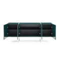 thumbnail image 3 of Whiteline Modern Living Struttura Buffet Small, high gloss Dark Green, Adjustable Glass Shelves, Polished Stainless Steel Legs., 3 of 4
