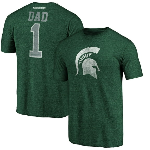 Men's Green Michigan State Spartans Greatest Dad Logo Tri-Blend T-Shirt