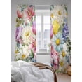 thumbnail image 3 of Sheer Curtains 96 Inches Long 2 Panels Set for Living Room, Spring Floral Semi Sheer Curtains for Windows, Farmhouse Elegant Flowers Watercolor Voile Window Treatments Rod Pocket Curtain, 3 of 7