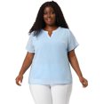 thumbnail image 4 of Women's Plus Size Blouses Pin Dots Round Neck Cute Basic Top Blue 3X, 4 of 7