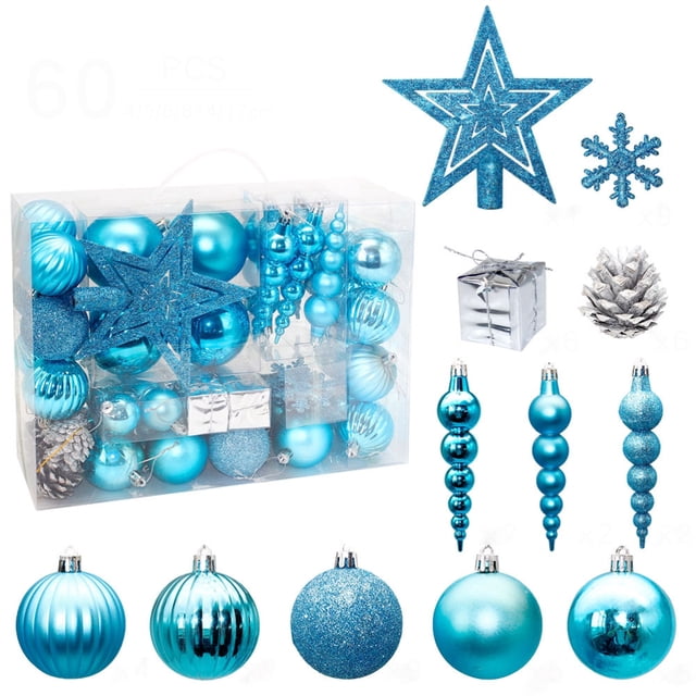Bola de plástico galvanizada NikouMX 60 piezas adornos navideños