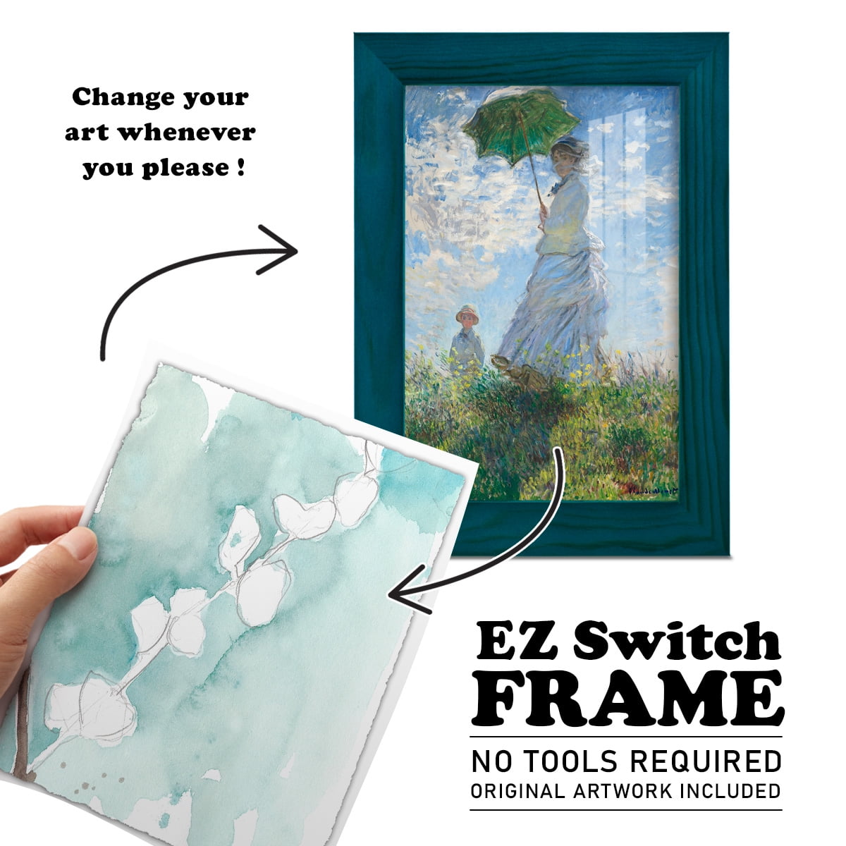 Ginkgo on Dusty Teal V - Framed Print w/glass - Ocean Blue