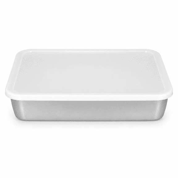 M Buder 10 x 7.8 x 2 in Stainless Steel Baking Pan with Lid - Deep Non-Stick Tray for Oven & Food Storage