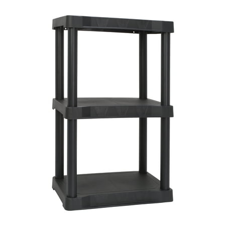 Hyper Tough Black Plastic 3-Tier 32 H x 20.07 W x 12 D, 150lb Total Capacity