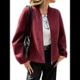 thumbnail image 2 of Sudadera con Cremallera para Mujer, Chaquetas Informales de Larga, Ropa de Abrigo para Invierno, Moda de Otoño Vino Tinto S, 2 of 8