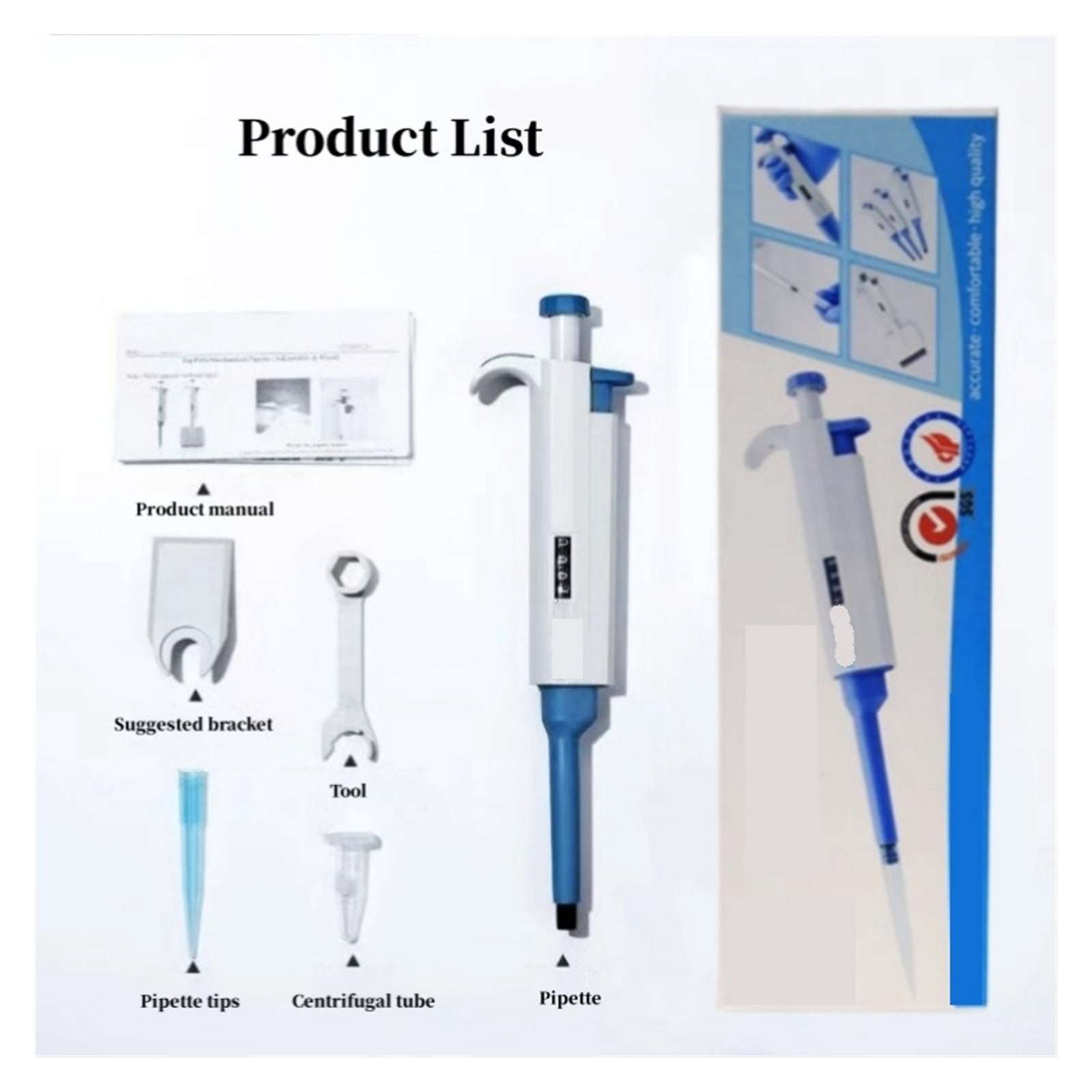 Laboratory Micropipette Plastic Single Channel Adjustable Pipette 100-1000ul Chemistry Lab Equipment Lab Equipment ,Precision & Accuracy